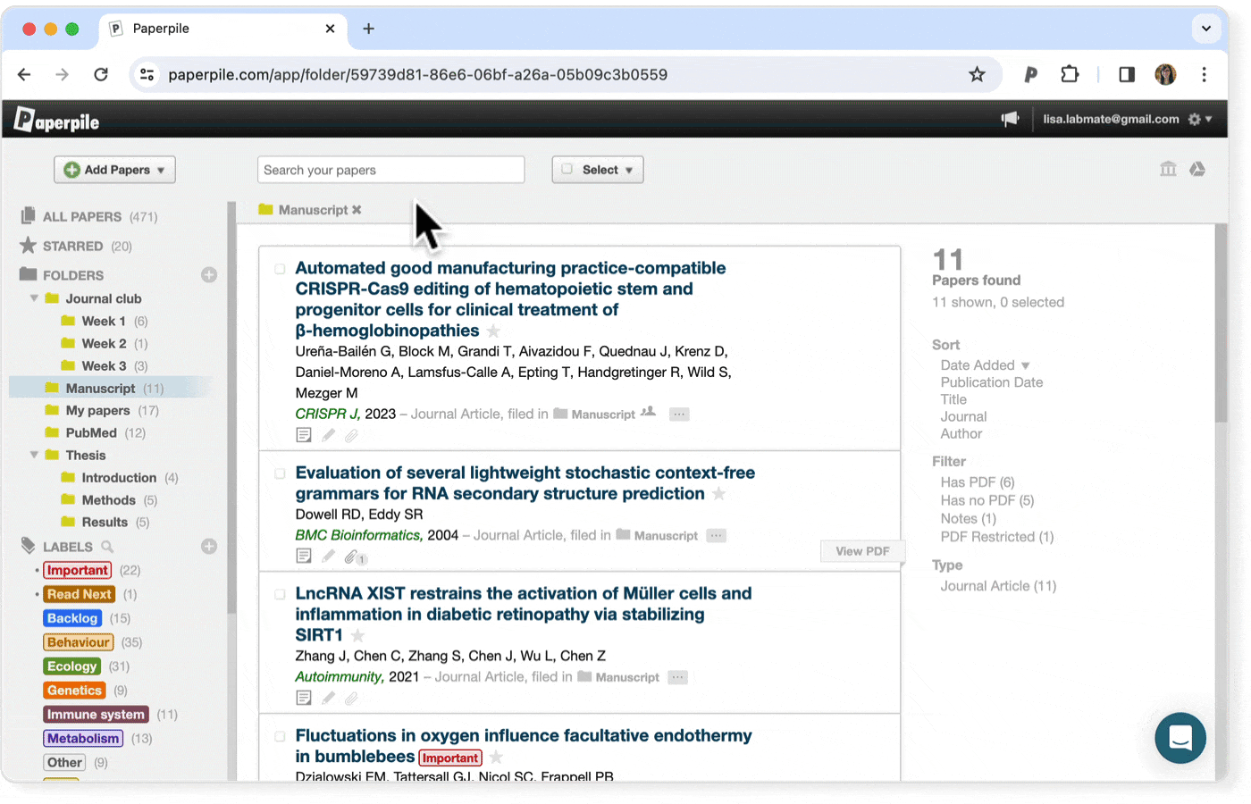 Publication list in an academic CV